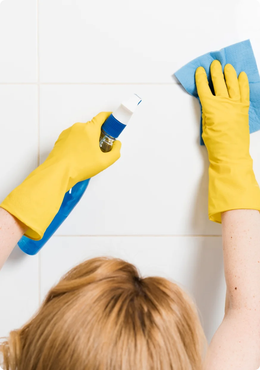 Cleaning bathroom wall image